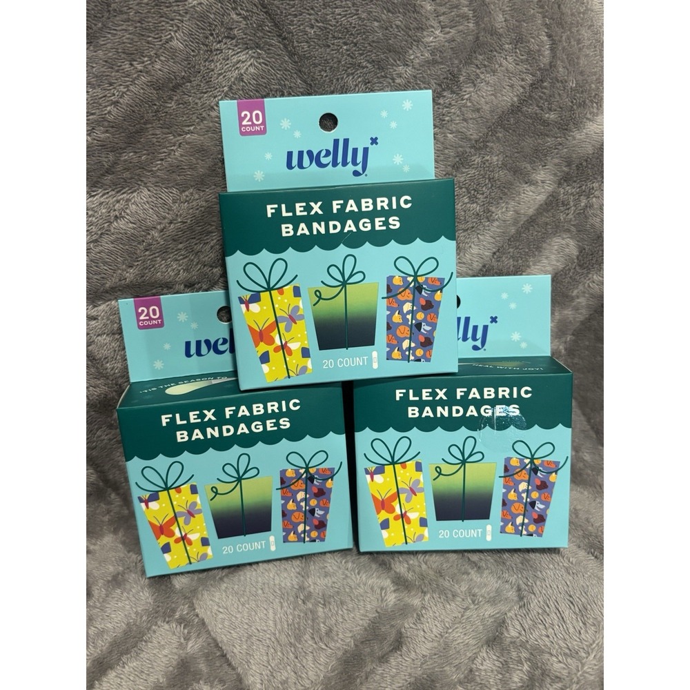 New Lot‎ 3 Boxes of 20 (60 total pc) Welly Flex Fabric Bandages 5/8" x 2-1/4"